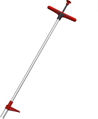 Meister Unkrautstecher - 97 cm - Für tiefes Unkraut - Ohne Bücken & rückenschonend - Leichtes & Robustes Aluminium - Mit Trittkante/Gartenkralle/Unkrautentferner/Löwenzahnstecher / 9851820
