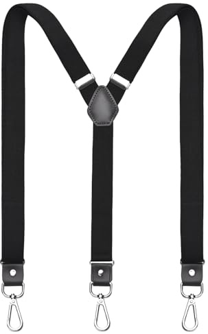 DonDon Hosenträger Herren extra stark - Hosenträger schwarz für Arbeitshosen und Anzug mit starken Clips lang schmal oder Riemen für Herren breit in Y-Form oder X-Form