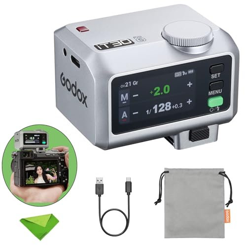 Godox iT30Pro-C Mini Flash Appareil Photo, 2.4GHz System TTL Auto-Exposition Flash de Poche, Syncronisation Haute Vitesse 1/8000s HSS avec Écran Tactile Couleur, Compatible with Canon Cameras (Argent)