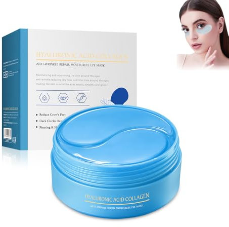 60 Pcs Augenpads,Hyaluronsäure Collagen,Gegen Augenringe,Tränensäcke,Mit Kühlend Feuchtigkeit,Mindern Falten und Schwellungen,Müde Augen