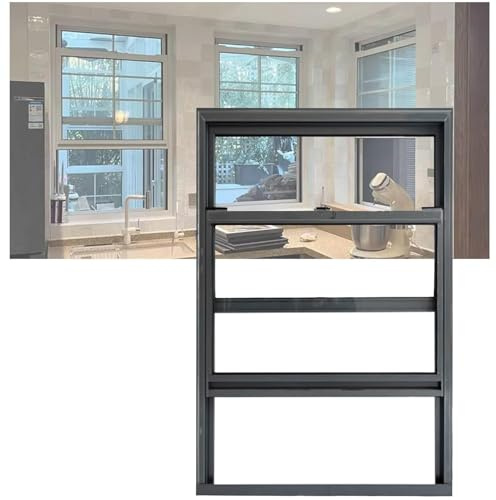 Fenêtre coulissante verrouillable en aluminium avec écran – Ventilation de sous-sol encastrée de rechange (35 x 93 cm) pour abris de jardin, maisons et ateliers – Design sécurisé