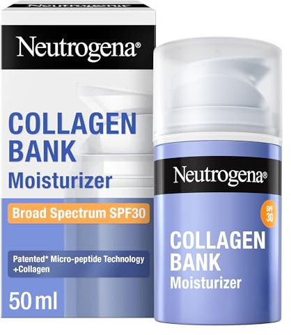 Neutrogena Collagen Bank Crema Idratante Viso con Collagene SPF 30, 50 ml | Idrata e rimpolpa, Tutti i tipi di pelle, Con Collagene e Micropeptidi, Protezione solare anti-età SPF30, Finish invisibile