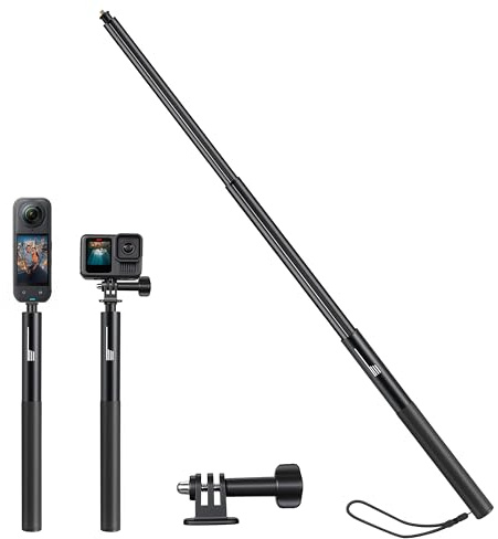 132cm Unsichtbarer Selfie Stab für Insta360 X6/X4 Air Luna Ultra Zubehör | X5 ACE pro 2 Aluminium für GoPro 13/12/11 für DJI Osmo360/Action 6 5 Pocket 4 3 Verlängerungs Selfie Stange mit Doppelklauen