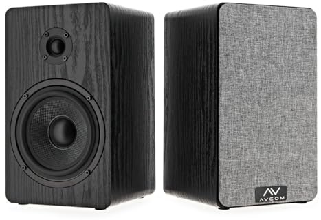 AVCOM Passive 5 Bookshelf Speakers 2 x 45W Black | Kevlar woofers with silk dome tweeters, rear-ported MDF cabinet, magnetic grilles, binding posts for banana plugs