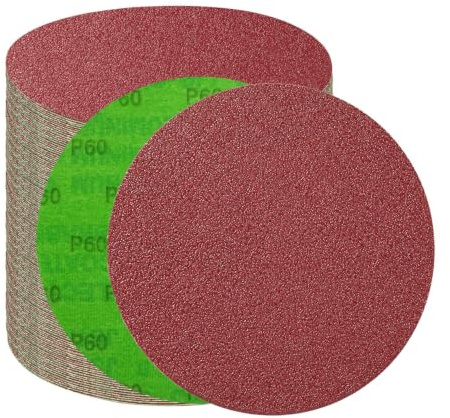 MASONTOOL 25 Stück Schleifpapier 200mm klett, Körnung 40 60 80 120 180 | Aluminiumoxid Schleifscheiben für Tellerschleifer Holz Metall Trockenpolitur