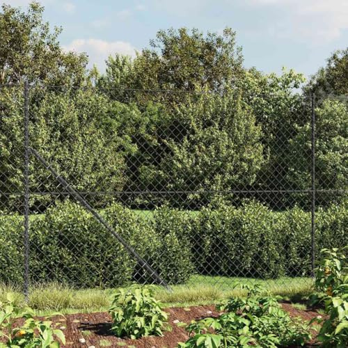 Clôture mobile pour chien - En treillis métallique avec bride de sol - Anthracite - 1,4 x 10 m - Clôture décorative pour jardin, maison, cour