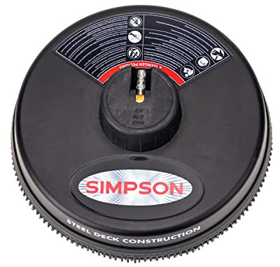 Simpson Cleaning 80165 Universal Scrubber, Rated 15 Steel Pressure Washer Surface Cleaner for Cold Water Machines, 1/4 Quick Connection, Recommended Min 3000 Max of 3700 PSI, Black