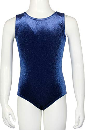 Turnanzug Body Nicki Samt Mädchen Gymnastikanzug Kurzarm Kinder Turnbody kurzärmlich Balettrikot Balettanzug Farbe Dunkelblau, Größe 116