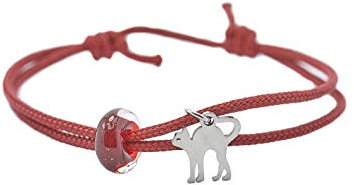 Armband Katze Boro Glasperle rot - verstellbar