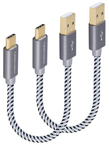 CableCreation 2 Stück 15cm USB C Kabel Kurz, Datenkabel USB C auf USB, Typ C Schnellladekabel für Macbooks, Galaxy S8/9+/S20/S20+ Ultra, Huawei P20/P30, Xperia XZ/Z5, HTC10 usw, Grau