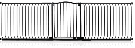 Safetots Treppenschutzgitter mit gebogenem oberen Teil, 271cm - 280cm, Mattschwarz, Treppenschutzgitter mit Druckbefestigung, Babygitter für Türen