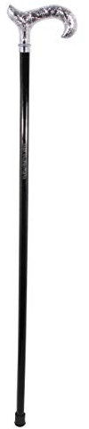 Gehstock Spazierstock Wanderstock Handgriff Derby mit Laserung schwarz Silber