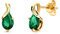 Orovi – Ohrringe Tropfenform aus 14 Karat Gelbgold (585) mit kreiertem Smaragd (0.68 ct) – Ohrstecker Gold Damen mit Edelstein in edler Krappenfassung – Allergenfrei & handgemacht (10 x 4.5 mm)
