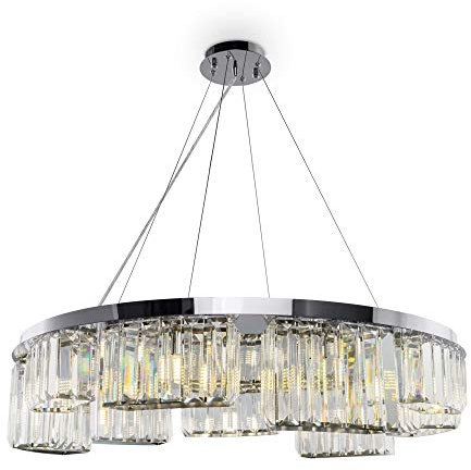 MAYTONI DECORATIVE LIGHTING Colline Moderne Pendelleuchte, 9-flammig, aus Glas und Chrom, Kristall Design, höhenverstellbar, für 9xG9 40W nicht inkl. für Wohnzimmer, Büro, Esszimmer, Schlafzimmer