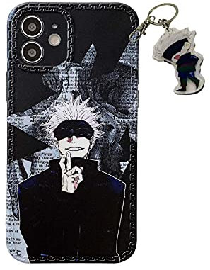 for iPhone 12,Jujutsu Kaisen Phone Case with Keychain,Anime Satoru Gojo TPU Silicone Soft Phone Case Back Cover for iPhone 12(Gojo,for iPhone 12) 1