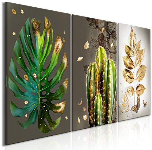 murando - Wandbilder XXL Tropische Blätter Monstera 180x90 cm Vlies Leinwandbild 3 tlg Kunstdruck modern Wandbilder XXL Wanddekoration Design Wand Bild - Natur grün Pflanzen Kaktus