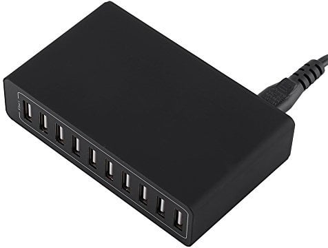 Wall Charger, 12A 60W Multi Ports USB 10-Port Charger, Intelligent IC output protection, single-port maximum 2.4A,for phone, pad etc(UK Plug)