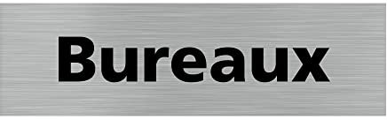 Pictogramme BUREAUX (Q0138). Signalisation Porte - 170 X 50 mm - Autocollant souple ou plaque alu brossé 2mm. - Adhésif aspect aluminium brossé - Adhésif aspect aluminium brossé -