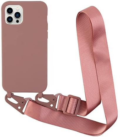 Leather Armor Handykette Hülle für iPhone 11 Pro(5.8) mit Band Halsband Lanyard (abnehmbar) Handyhülle,Handyhülle mit Verstellbarer Lanyard,Stoßfest Silikonhülle Handykette Handyhülle .-Rosa