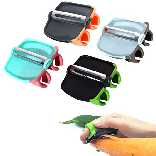 4Pcs Palm Fruit Peeler, Silicone Finger Grips Peeler, Finger Potato Peeler, Hand Vegetable Peeler with Comfortable Rubber Finger Grip for Pumpkin Carrot Cucumber Potato Peeling