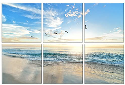 Paneles acústicos Art, paquete 6 pinturas arte pared grandes autoadhesivas para decoración paredes, paneles absorbentes sonido para estudio grabación, sala estar, 183 x 122 cm (Seabirds)