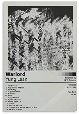 Warlord by Yung Lean Leinwand-Poster, Leinwand, Wandkunst, Poster, dekorativ, modern, Heimdruck, Bild, Kunstwerke, Poster, 30 x 45 cm