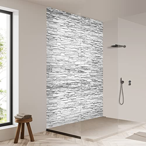 yourplate Duschrückwände individuelle Größe (Klinkerstein Weiss) | 3mm Aluminium Verbundplatte, exklusives Design, einfache Montage, geringes Gewicht, fugenlos, wasserdicht, pflegeleicht