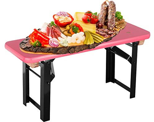 Stagecaptain BB-55 PI Hirschgarten Bierzeltbankerl - Bierzelt-Bank im Miniaturformat - Nützliche Deko für jedes Buffet - Abmessungen (LxBxH): 54,5 x 19,5 x 26,5 cm - Pink