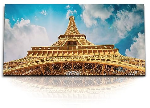 Kunstdruck Bilder 120x60cm Eiffelturm Paris Frankreich blauer Himmel