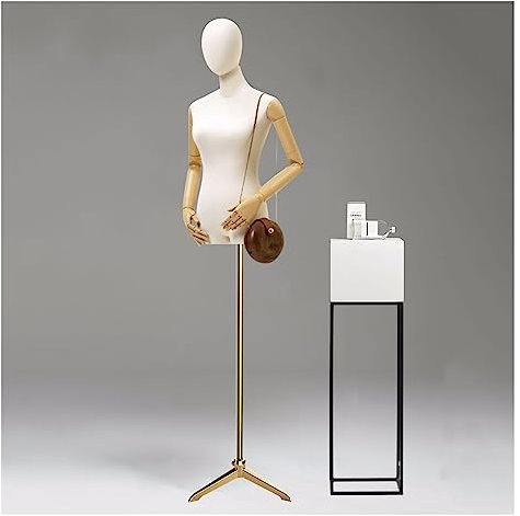 schneiderpuppe Schaufensterpuppe Schneiderpuppe Damenbüste Weiblich Für Bekleidungsanzeige, Einstellbar Schneiderbüste Mit Kopf Und Imitation Holz Korn Kunststoff Arm for Clothing Shop Dresses ( Color
