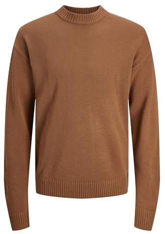 JACK & JONES Male Knitted Jumper Plain Knitted Jumper, Mocha Bisque, XL