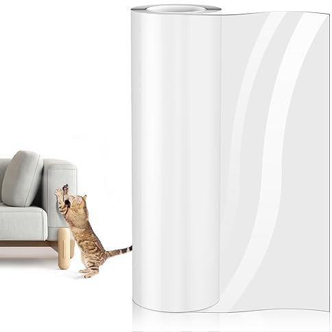 Kratzfolie Katzen Selbstklebend, Katzen Kratzschutz Sofa Transparent(44cm x 3m), Kratzschutz Wand, Kratzschutzfolie, Couch Kratzschutz Katze, AntiKratz Tape für Möbel Couch Sofa Wand Tür Schutz