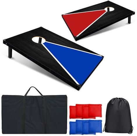 Cornhole Board Set 3x2 Regulation Size Cornhole Set with Carrying Bags & 8 Bean Bags Corn Hole Boards Bean Toss Game for Adults Family Outdoor Lawn Outside Backyard Games (CH43)