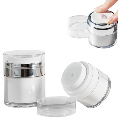 Contenants Cosmétiques Airless Pump Bottles,30ml Contenant Cosmetique Vide,Pots de Crème Sous Vide,Contenants Cosmétiques Vide,Portatif Bouteille Cosmetic Cream Jar Voyage pour Lotions Crèmes,2 Pièces