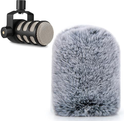 SUNMON Pop-Filter Windschutz Kompatibel mit Rode PodMic, pelzige Mikrofonabdeckung, Wind- und Geräuschreduzierung, Verbesserte Klangqualität für Draußen