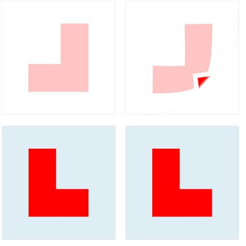 4 Pack Learner L Plate, 2 Pcs Electrostatic Window Self Cling L Plates 2 Pcs Self Adhesive L Sticker No Blow off No Fading Easy to Move without Scratching for New Drivers Internship Newbies Automotive