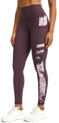 Tuspryt Sport Leggings Damen mit Taschen,Blickdicht Leggings Damen Sporthose Fitnesshose Laufhose Leggings XL