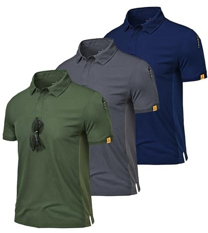 Csqtongan Herren Kurzarm Poloshirts Atmungsaktiv Golf Poloshirt Herren Sport Polo Shirt T-Shirt für Outdoor-Aktivitäten, Grau/Dunkelblau/Grün 3XL