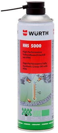 Würth HHS® 5000 - Lubricante de 5000 ml, sintético con PTFE, alta viscosidad, 500 gramos, anticorrosión, lubricación resistente a altas temperaturas, ideal para puntos de lubricación ocultos