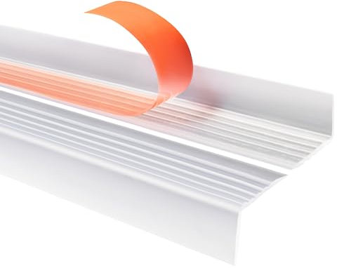 Profilo per bordi delle scale, autoadesivo, 40 x 25 cm, antiscivolo, in plastica PVC, trasparente, 130 cm