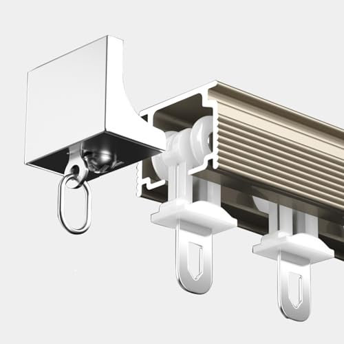 GArcan Gardinenschienen, Gardinengleiter, leise Gardinenstange, quadratische Aluminiumschiene, 35 kg Tragkraft, mit geräuschlosen Rollen, Decken- oder Wandhalterung, Sichtschutz-Trennvorhangführung