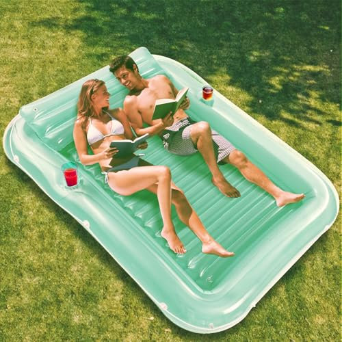 Float Joy Tanning Pool Matelas Gonflable Piscine Bouée Piscine Adulte 200 X 140cm Jeux Piscine Transat Gonflable Tapis Flottant Piscine pour 2 Personnes