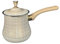 SiaBiced Edelstahl Induktionskanne Mokkakanne Türkische Kaffeekanne, Gießkanne mit Deckel und Ausguss, hitzebeständig, Türkische Kaffeekanne für Zuhause, Café, Restaurant, Camping, Gold Muster 550 ML