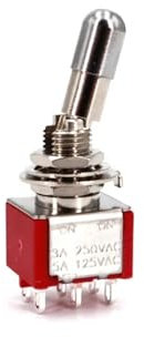 JIQKMZXX 1pcs SH T80-T 6 Pin SPDT 2 Position on-on Round Top mishandling Locking Lever 6.35mm Panel Toggle Switch