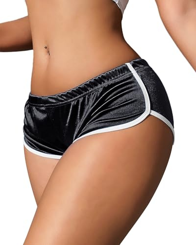 Hot Pants Shorts Booty Shorts Sports High Cut Yoga Gym Running Slimming Fitness Activewear Butt Lifting Rave Bottoms (US, Alpha, Medium, Regular, Regular, Black)