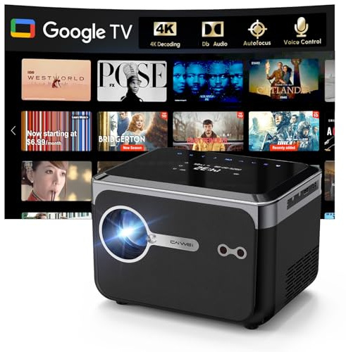 [Smart OS] 4K-projektor med Wifi6 Bluetooth5.4, smart projektor DB ljud, röstkontroll NFC autofokus 1200 ANSI lumen, bärbar proyector utomhus filmspel camping HDMI ARC