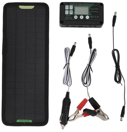 24 V Chargeur de batterie solaire pour voiture, Energy-Saving Trickle Charger for Trucks, 32 x 12 cm/12,6 x 4,72 Inches Tractors, Caravane, Motorcycles, Winter Practical Tool
