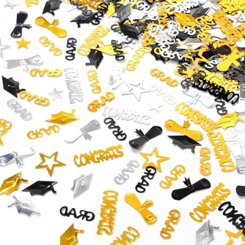 Glitzer Abschluss Deko Konfetti, Abschlussfeiern Doktorhut Tischdeko Streudeko für Abitur ABI Prüfungserfolge Bachelor Graduation Prüfung Bestanden Party Basteln Dekoration