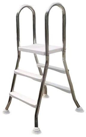 AIBOTY Échelle de Piscine Hors Sol 33/43/53/63 Pouces Cadre en Acier Inoxydable résistant à la Corrosion avec marches Double Face en Plastique Robuste, capacité de Charge 550 LB,2 Step
