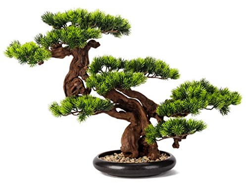 XDAWQP Kunstpflanzen, künstlicher Bonsai-Baum, Kiefer, im Topf, künstliche Bonsai-Simulation, Zen-Garten, Kunstpflanzen für die Schreibtischdekoration zu Hause, im Büro, Höhe 45 cm, künst